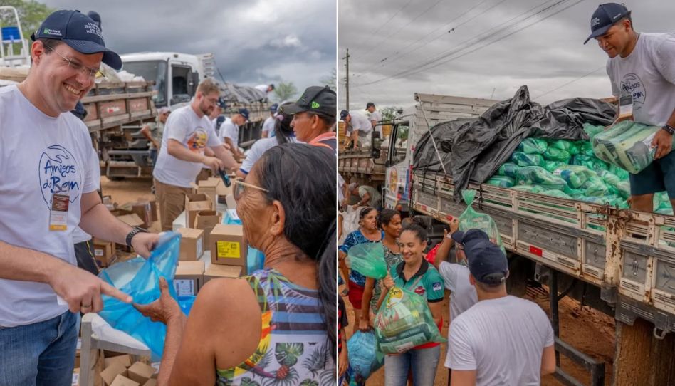 Voluntários e missionários entregam doações em Pernambuco.